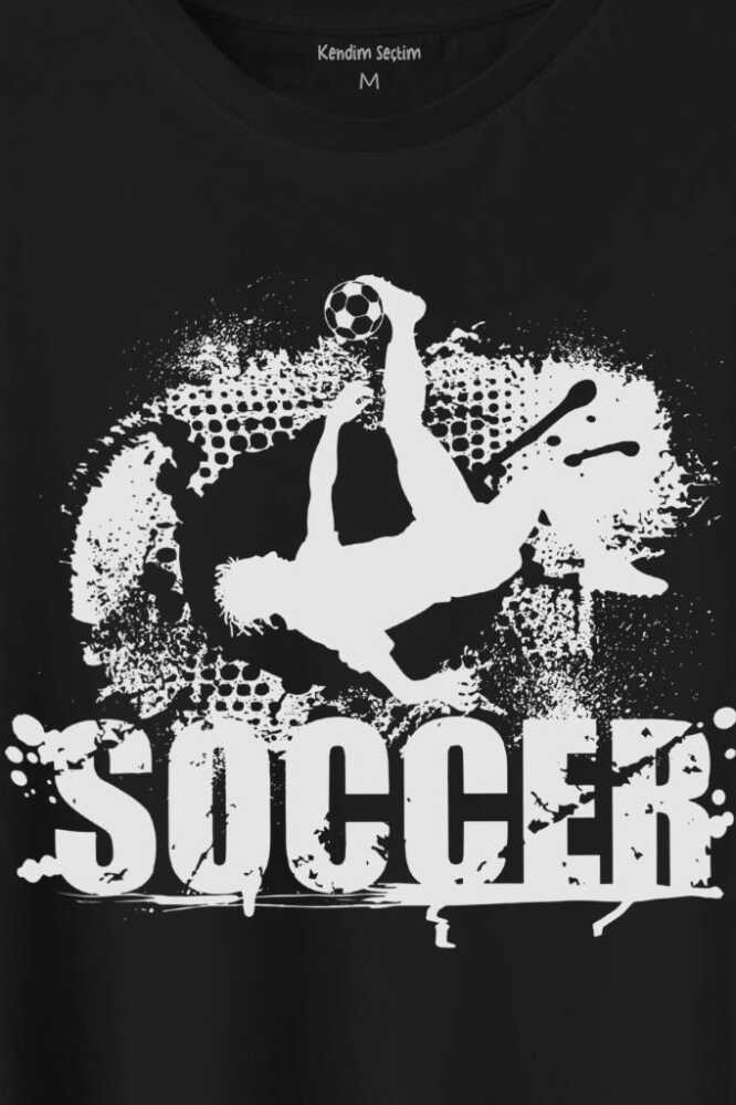 Soccer Röveşata Gol Atan Futbolcu Taktik Baskılı Siyah Tişört Unisex (1)