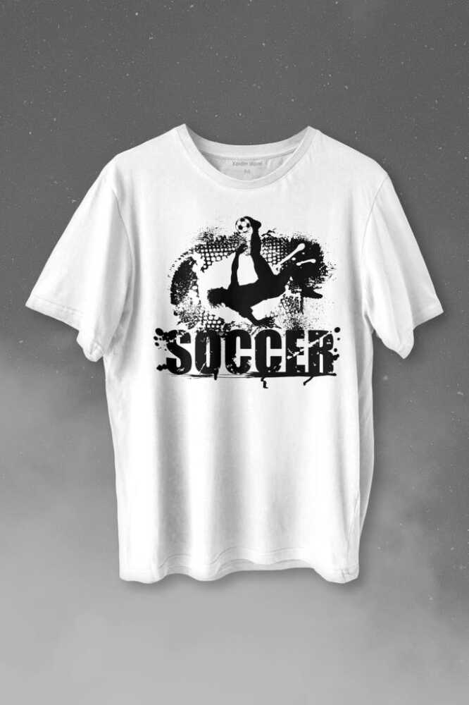 Soccer Röveşata Gol Atan Futbolcu Taktik Baskılı Tişört Unisex T-shirt - 1