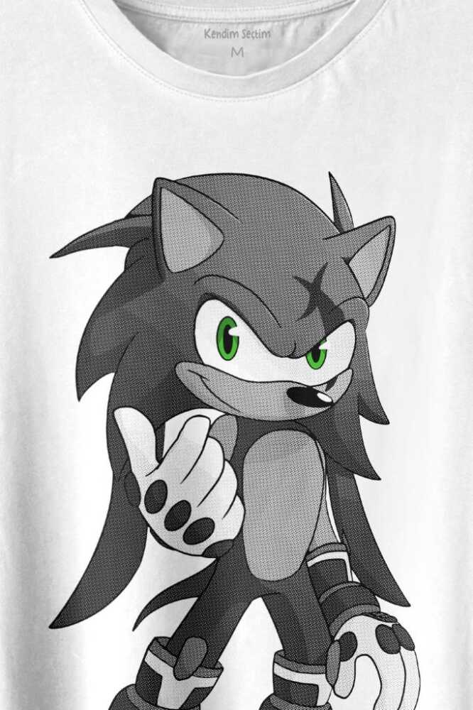 Sonic Boom Hedgehog Baskılı Beyaz Tişört Unisex (1)