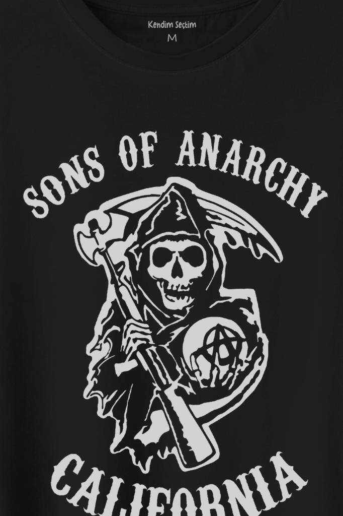 Sons Of Anarchy California Skull Hayalet Baskılı Siyah Tişört Unisex (1)
