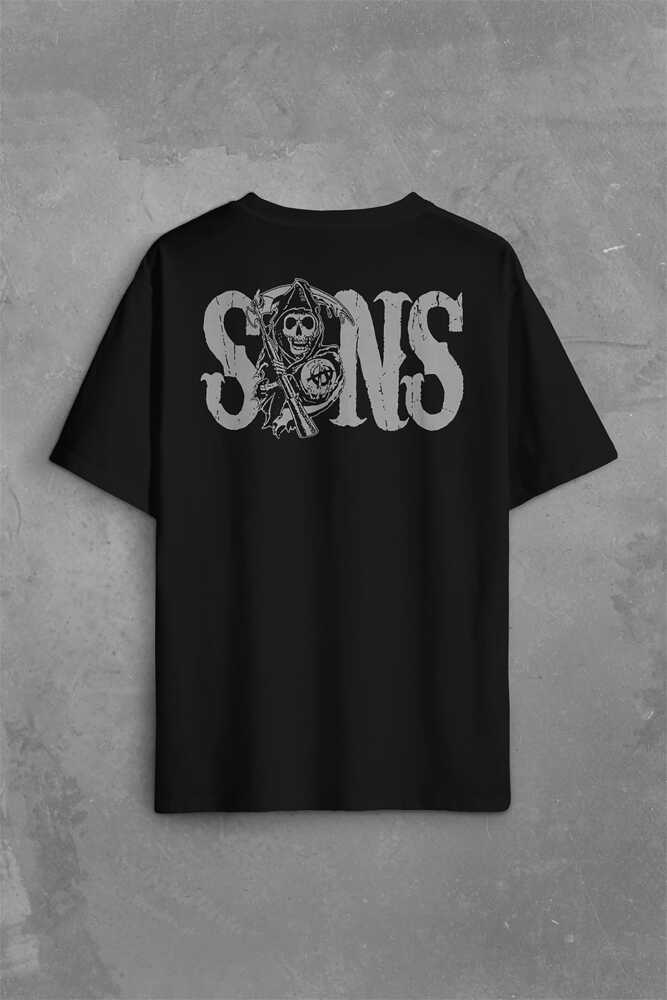 Sons Of Anarchy Redwood Anarşi Eylem Sırt Ön Baskılı Oversize Tişört Unisex (1)