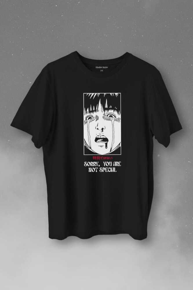 Sorry You Are Not Special Japanese Urban Sokak Kültür Özel Değilsin Baskılı Siyah Tişört Unisex