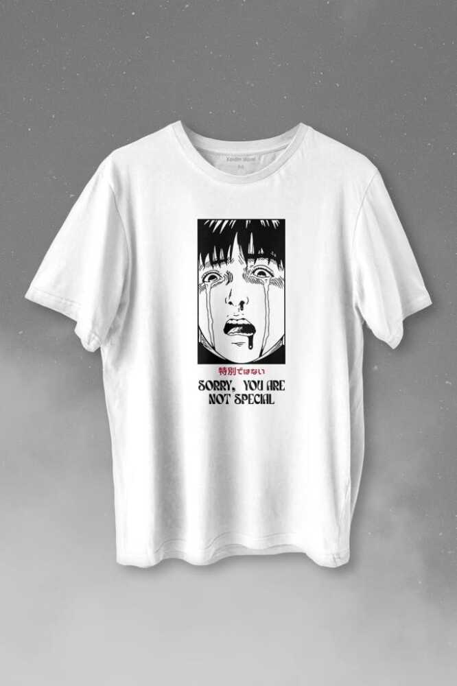 Sorry You Are Not Special Japanese Urban Sokak Kültür Özel Değilsin Baskılı Beyaz Tişört Unisex