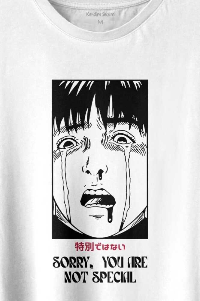 Sorry You Are Not Special Japanese Urban Sokak Kültür Özel Değilsin Baskılı Beyaz Tişört Unisex (1)
