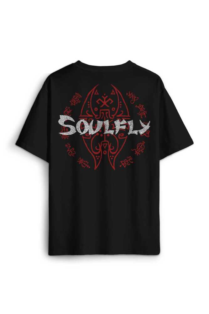 Soulfly Metal Music Rock Müzik Pamuklu Baskılı Oversize Siyah Unisex Tişört