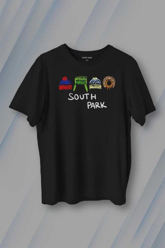 South Park Kenny Cartman Kyle Stan Dizi Film Baskılı Siyah Tişört Unisex