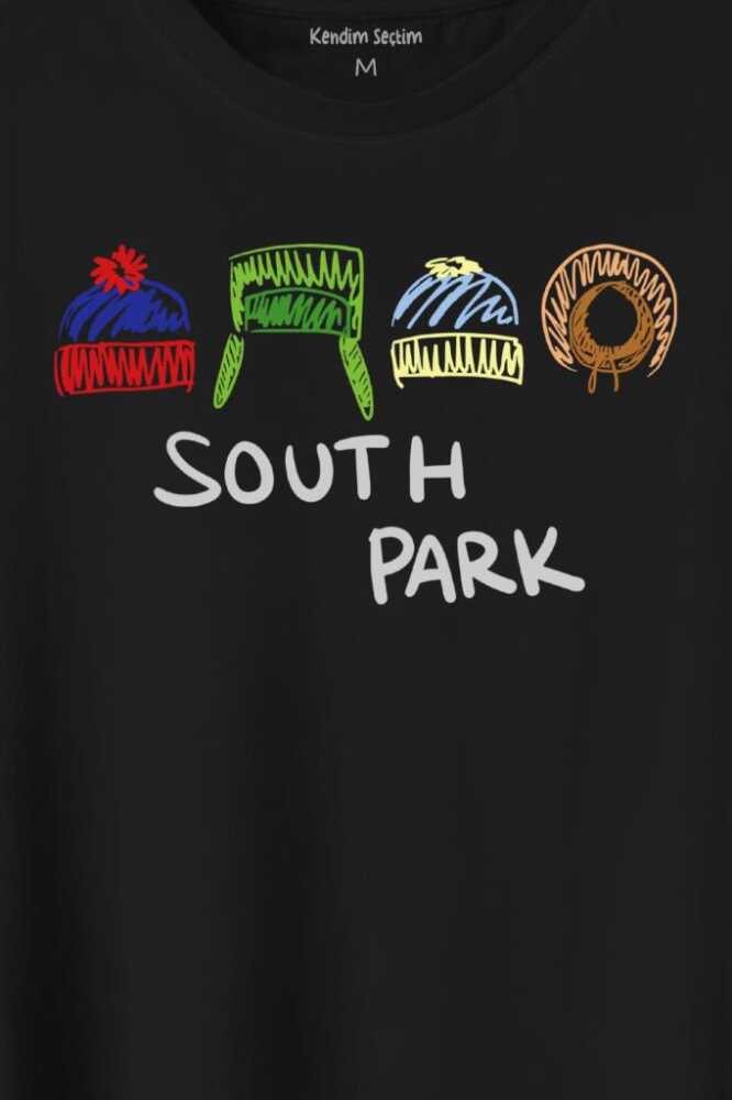 South Park Kenny Cartman Kyle Stan Dizi Film Baskılı Siyah Tişört Unisex (1)