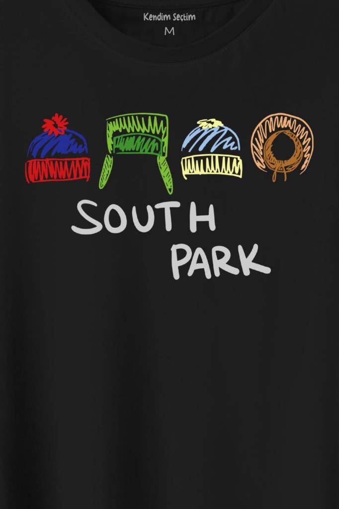 South Park Kenny Cartman Kyle Stan Dizi Film Baskılı Siyah Tişört Unisex (1)