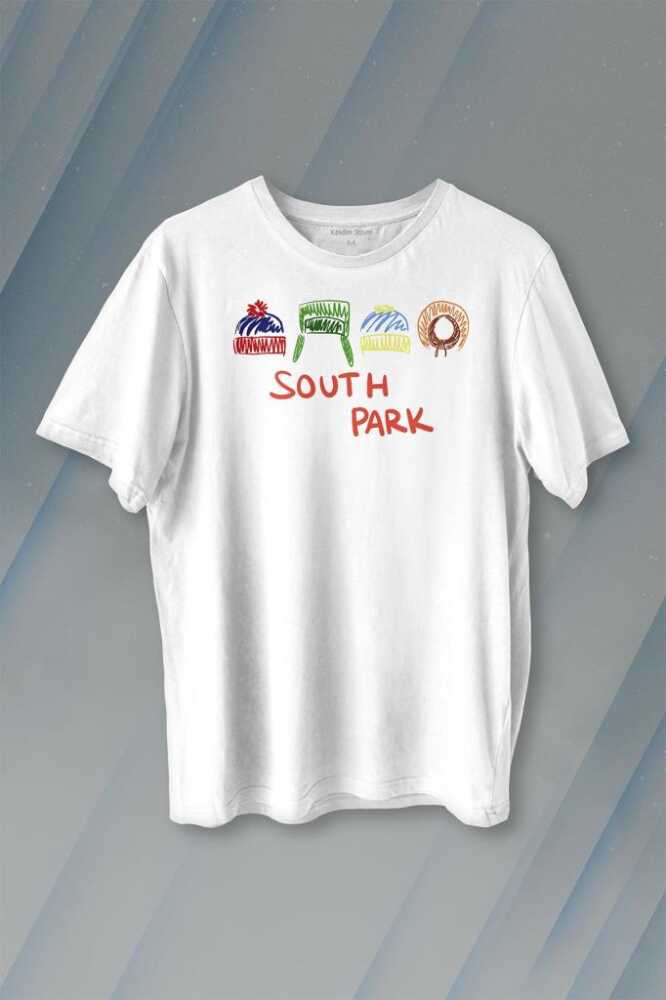 South Park Kenny Cartman Kyle Stan Dizi Film Baskılı Beyaz Tişört Unisex
