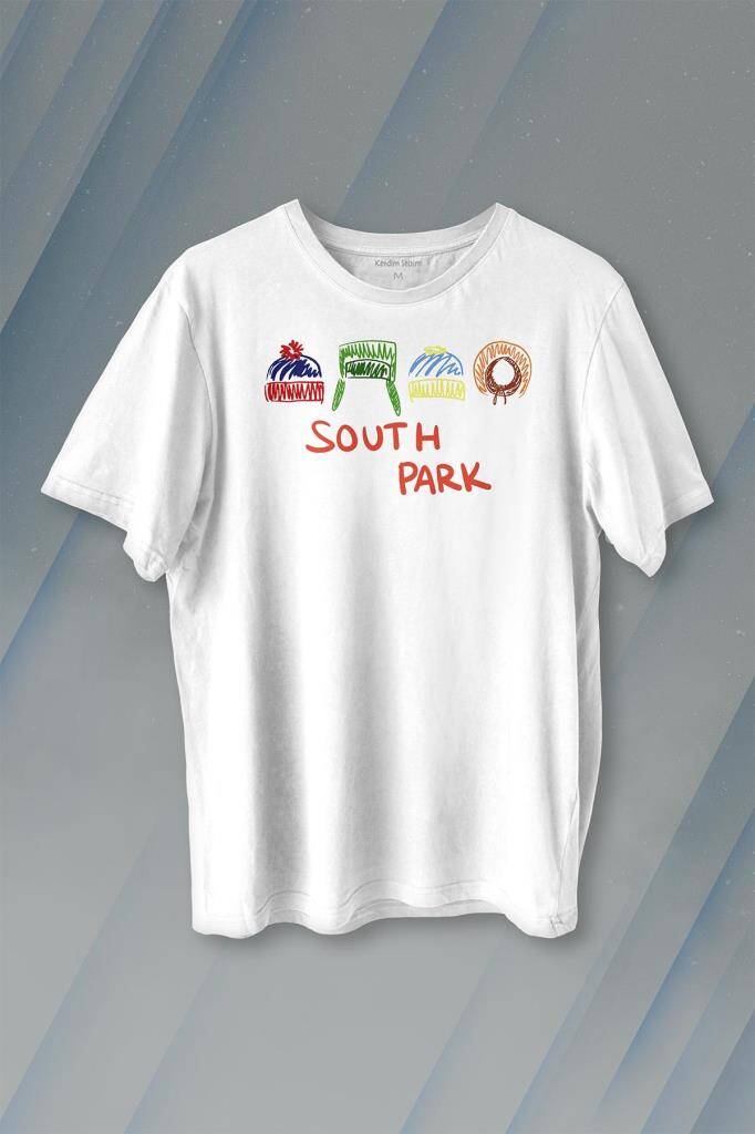 South Park Kenny Cartman Kyle Stan Dizi Film Baskılı Beyaz Tişört Unisex - 1