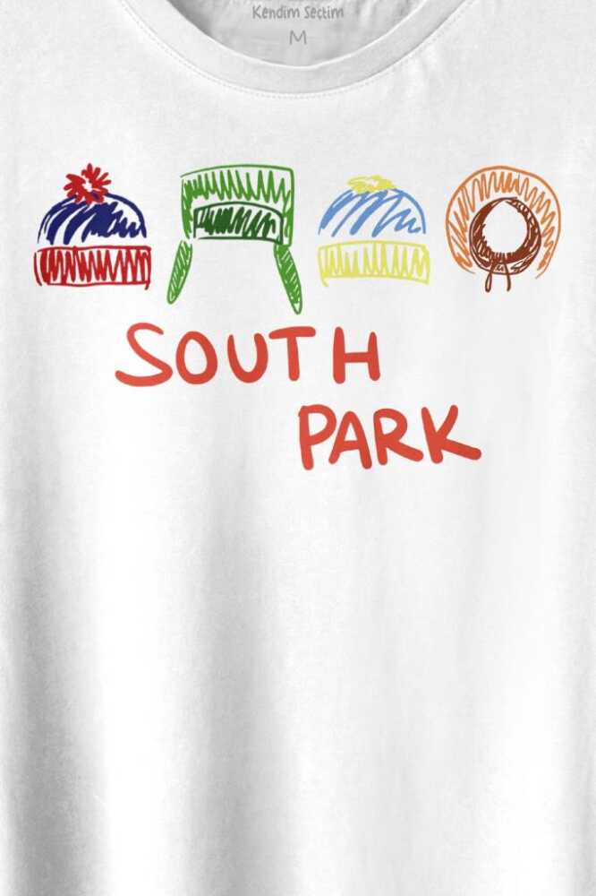 South Park Kenny Cartman Kyle Stan Dizi Film Baskılı Beyaz Tişört Unisex (1)