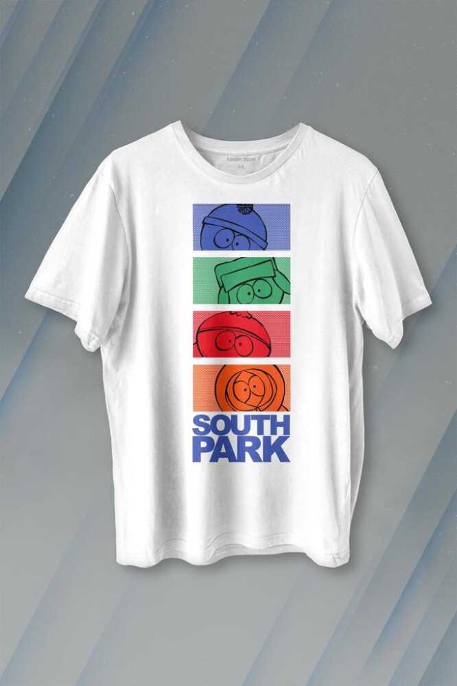 South Park Stan Kyle Cartman Kenny Dizi Film Baskılı Beyaz Tişört Unisex