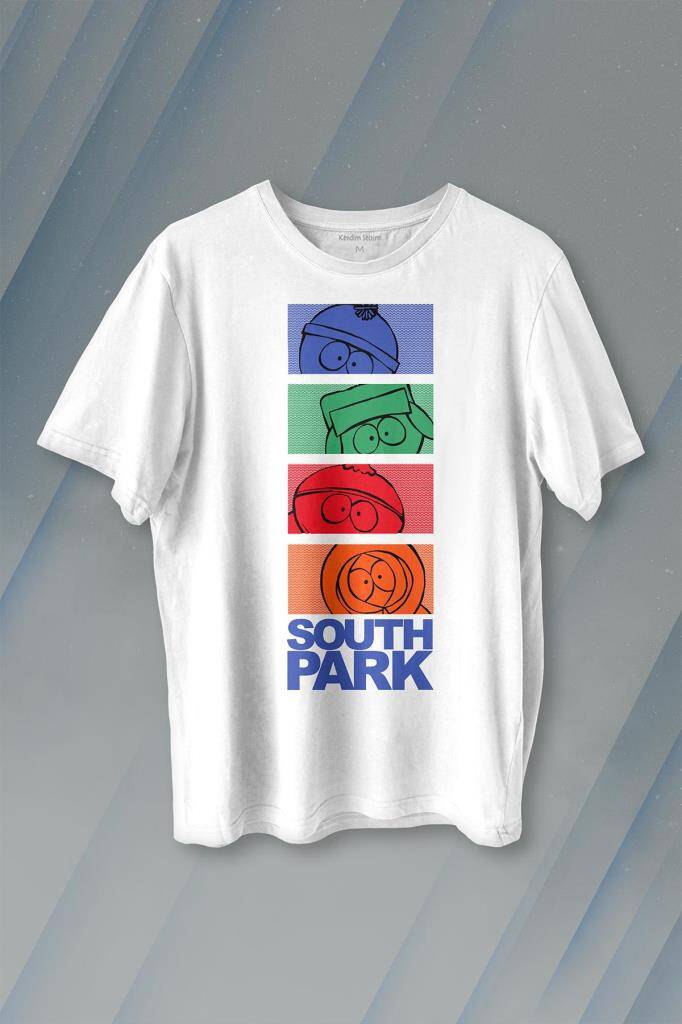South Park Stan Kyle Cartman Kenny Dizi Film Baskılı Beyaz Tişört Unisex - 1