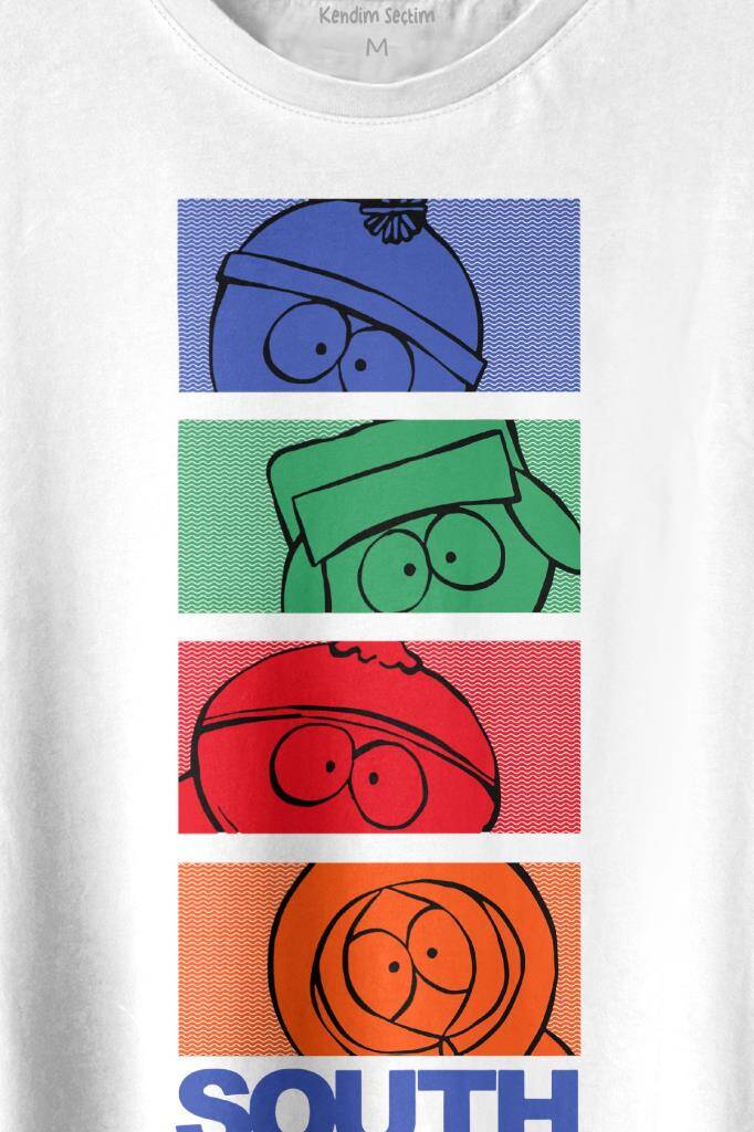 South Park Stan Kyle Cartman Kenny Dizi Film Baskılı Beyaz Tişört Unisex - 2