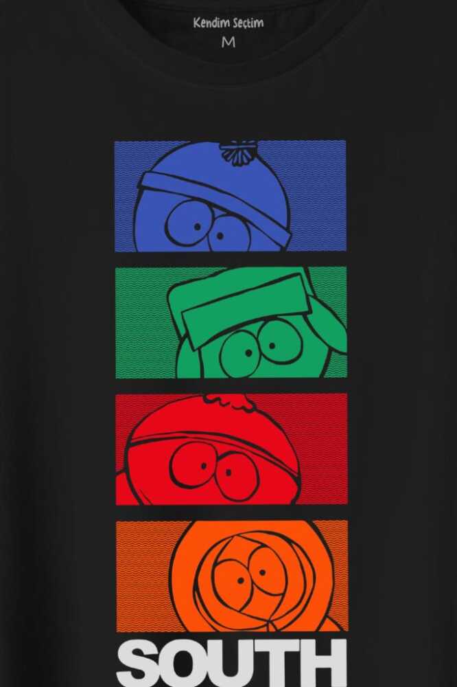 South Park Stan Kyle Cartman Kenny Dizi Film Baskılı Siyah Tişört Unisex (1)