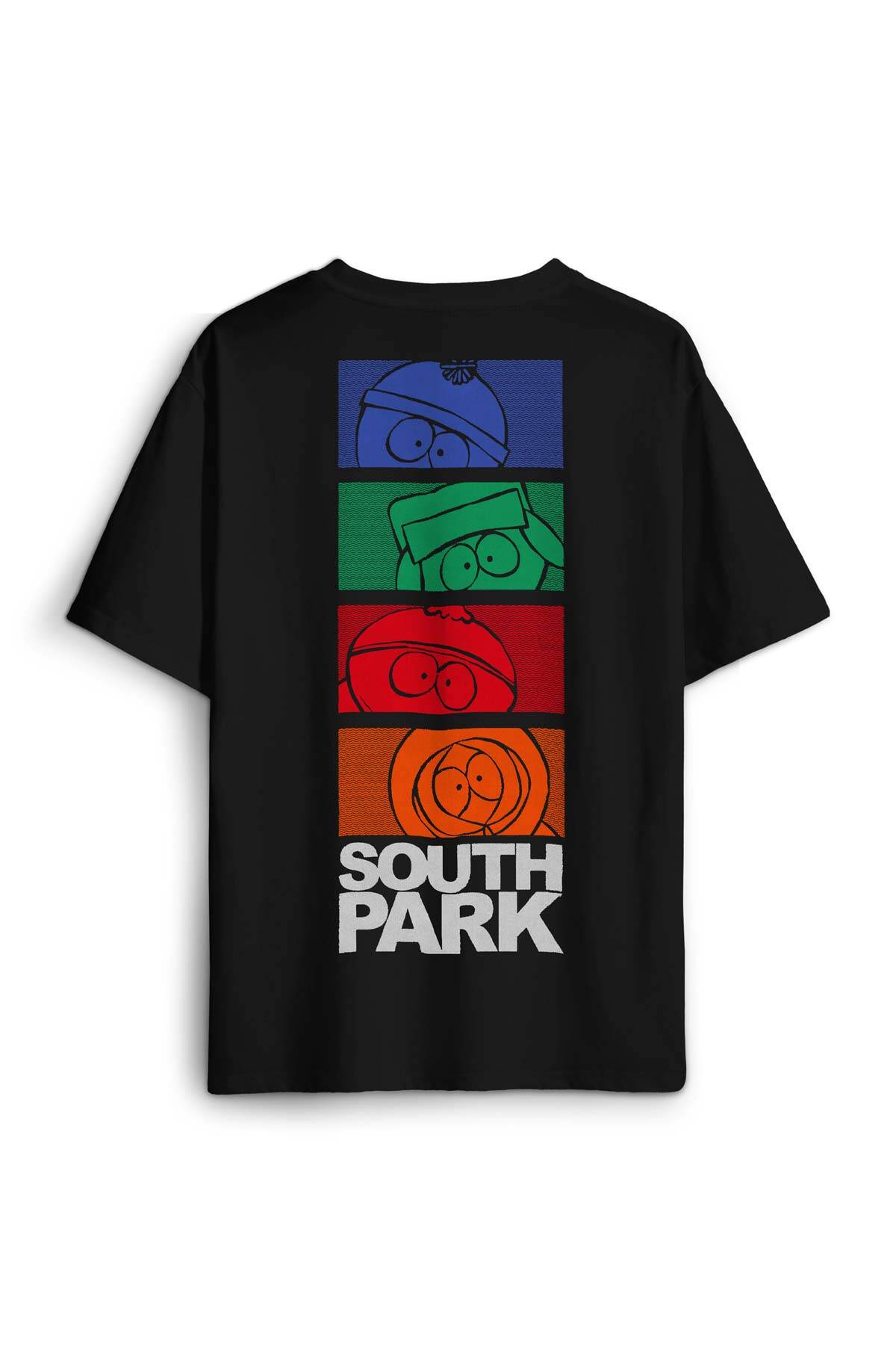 South Park Stan Kyle Cartman Kenny Dizi Film Sırt Ön Baskılı Oversize Tişört Unisex
