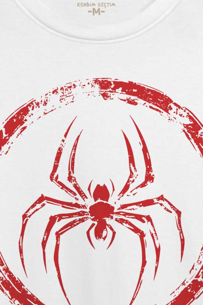 Spider Örümcek Örümcek Adam Animal Gym Spor Baskılı Beyaz Tişört (1)