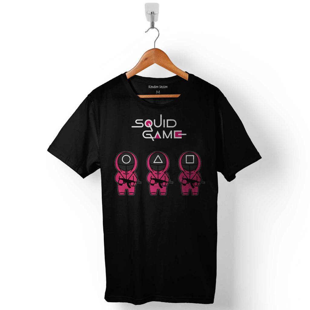 Squid Game Red Green Light Kırmızı Yeşil Işık Cartoon Baskılı Tişört Unisex