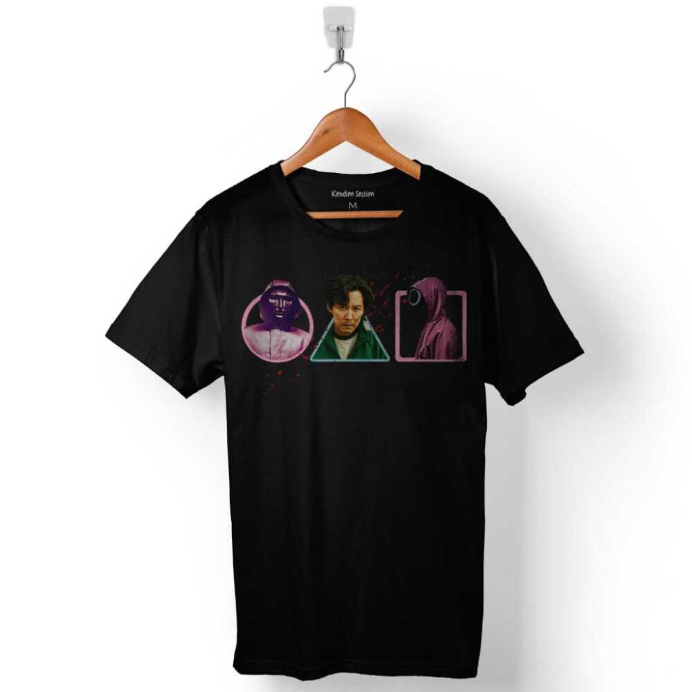 Squid Game Red Green Light Kırmızı Yeşil Işık Karakterler Baskılı Tişört Unisex
