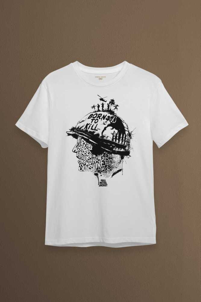 Stanley Kubrick Full Metal Jacket Filmi 1995 Baskılı Beyaz Tişört Unisex