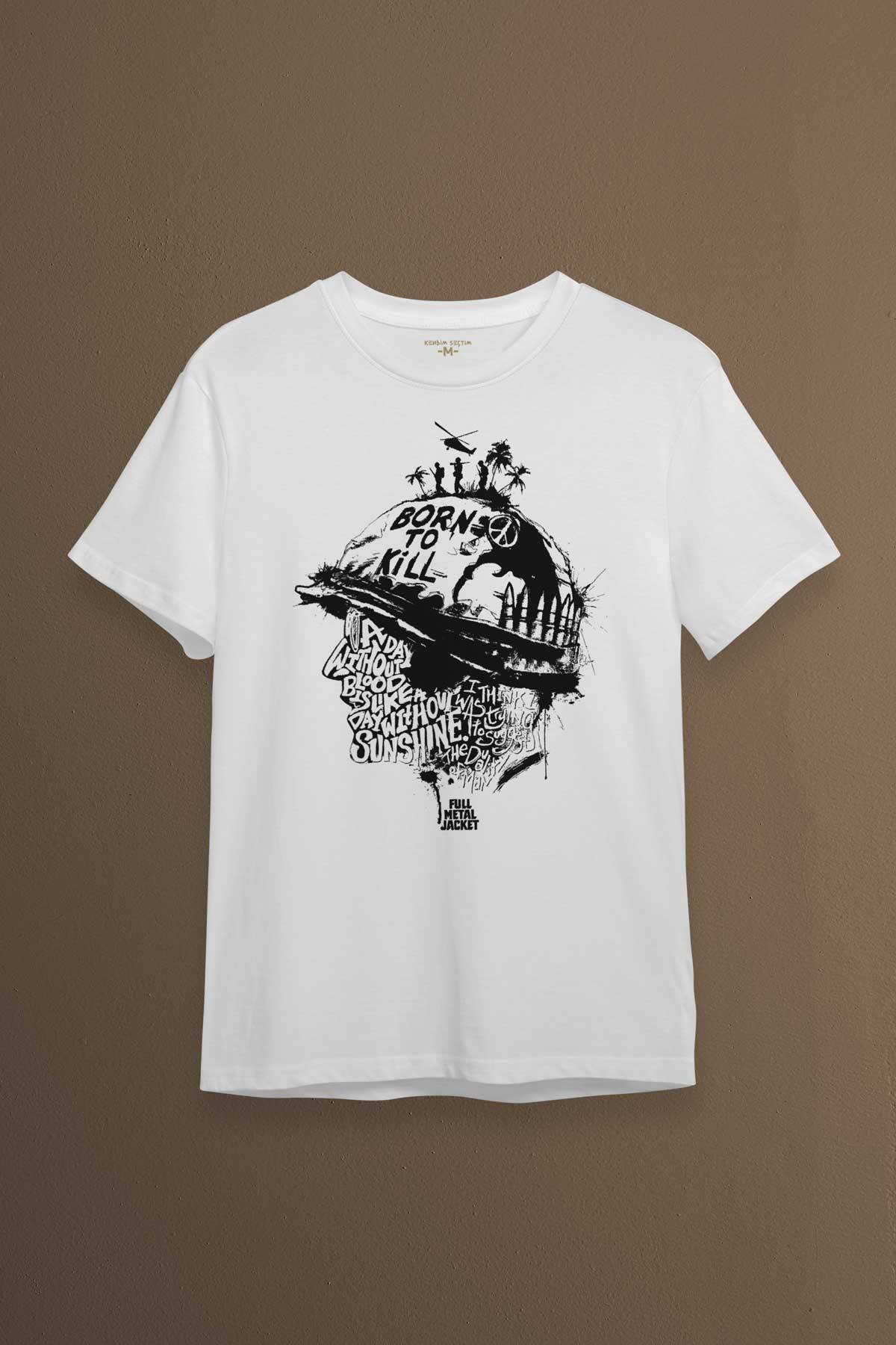 Stanley Kubrick Full Metal Jacket Filmi 1995 Baskılı Beyaz Tişört Unisex