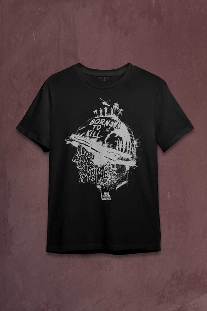 Stanley Kubrick Full Metal Jacket Filmi 1995 Baskılı Siyah Tişört Unisex