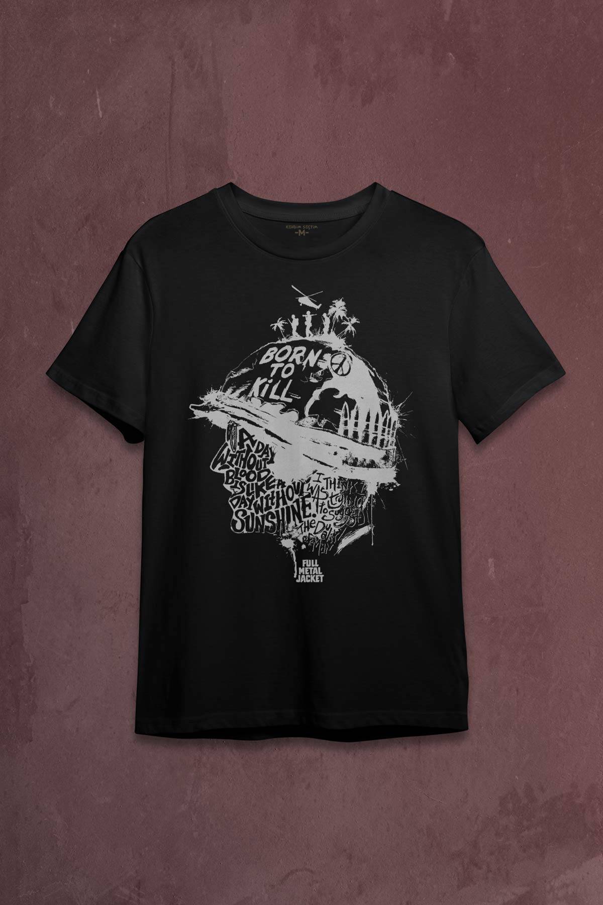 Stanley Kubrick Full Metal Jacket Filmi 1995 Baskılı Siyah Tişört Unisex