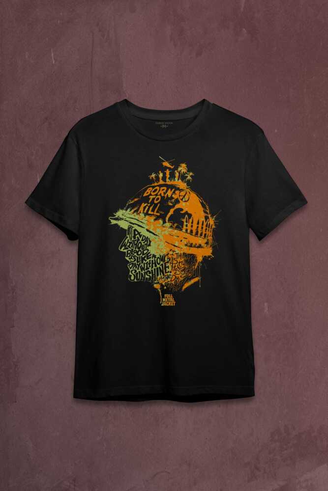Stanley Kubrick Full Metal Jacket Filmi 1995 Orange Baskılı Siyah Tişört Unisex