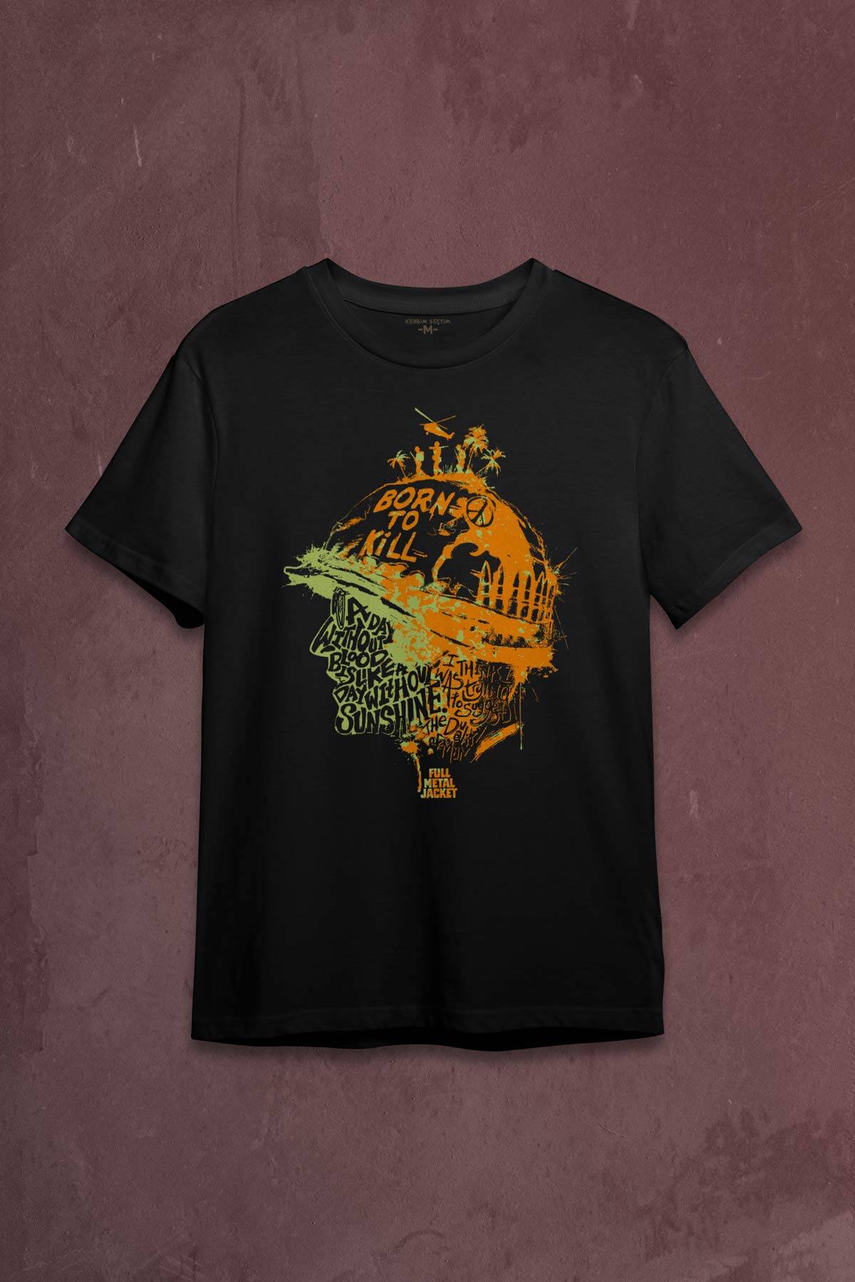 Stanley Kubrick Full Metal Jacket Filmi 1995 Orange Baskılı Siyah Tişört Unisex