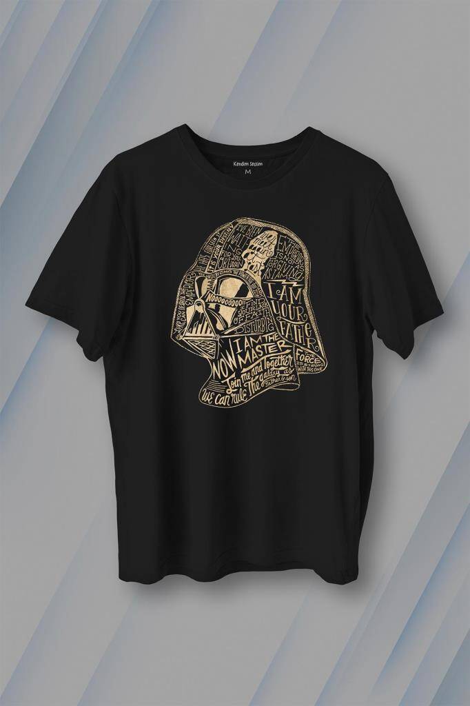 Star Wars Darth Vader Anakin Skywalker Baskılı Siyah Tişört Unisex