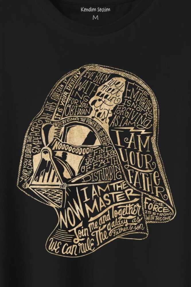 Star Wars Darth Vader Anakin Skywalker Baskılı Siyah Tişört Unisex (1)