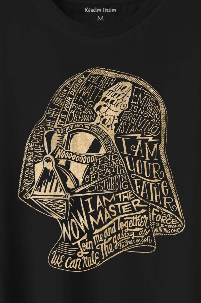 Star Wars Darth Vader Anakin Skywalker Baskılı Siyah Tişört Unisex (1)