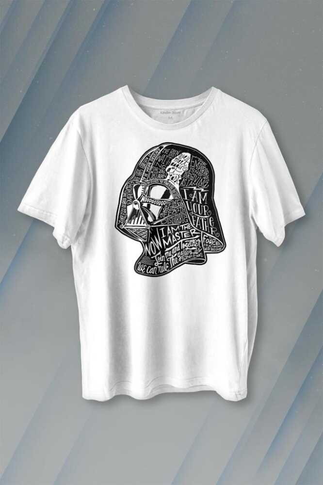 Star Wars Darth Vader Anakin Skywalker Baskılı Beyaz Tişört Unisex