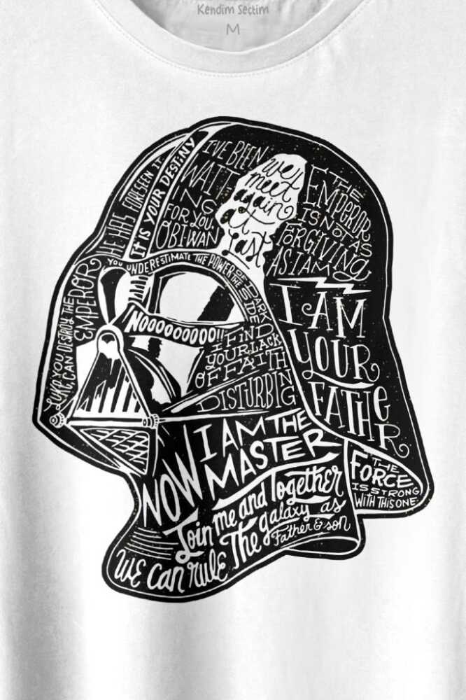 Star Wars Darth Vader Anakin Skywalker Baskılı Beyaz Tişört Unisex (1)