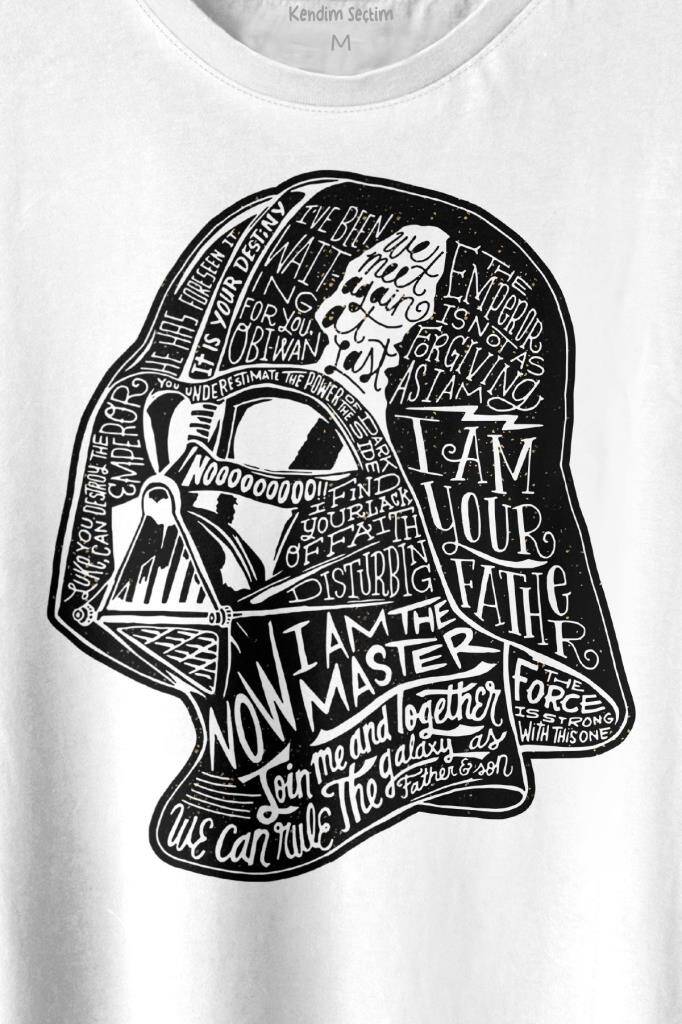 Star Wars Darth Vader Anakin Skywalker Baskılı Beyaz Tişört Unisex - 2