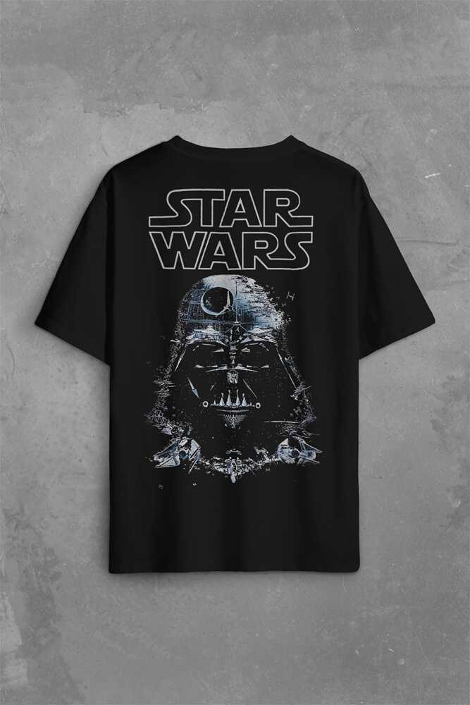 Star Wars Darth Vader Yıldız Savaşları Sırt Ön Baskılı Oversize Tişört Unisex (1)