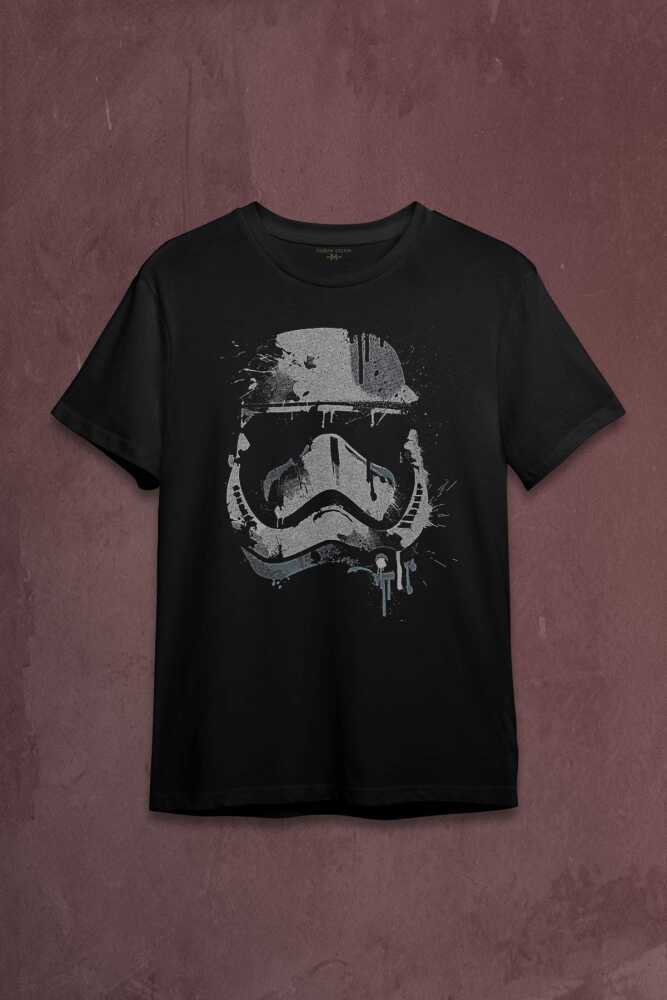 Star Wars Mask Gri Baskılı Tişört Unisex