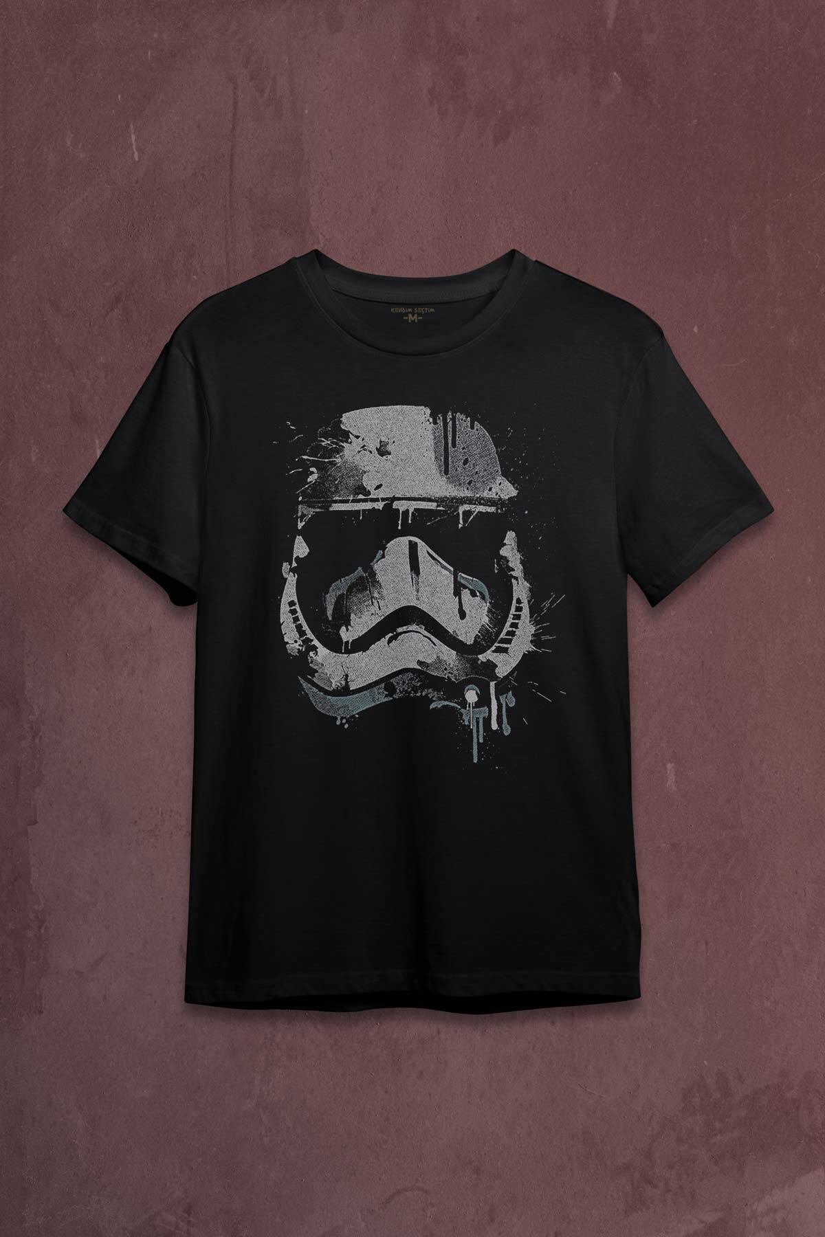 Star Wars Mask Gri Baskılı Tişört Unisex - 1