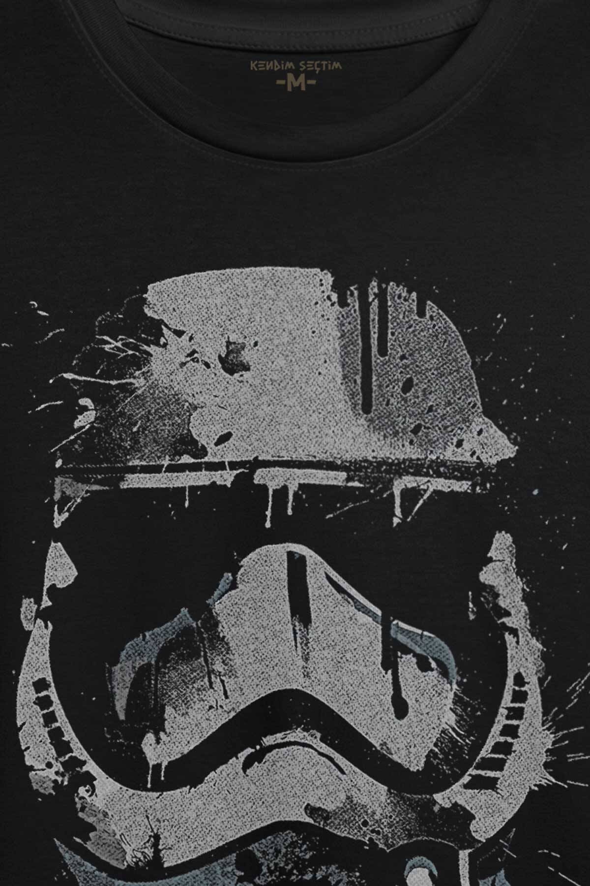 Star Wars Mask Gri Baskılı Tişört Unisex - 2