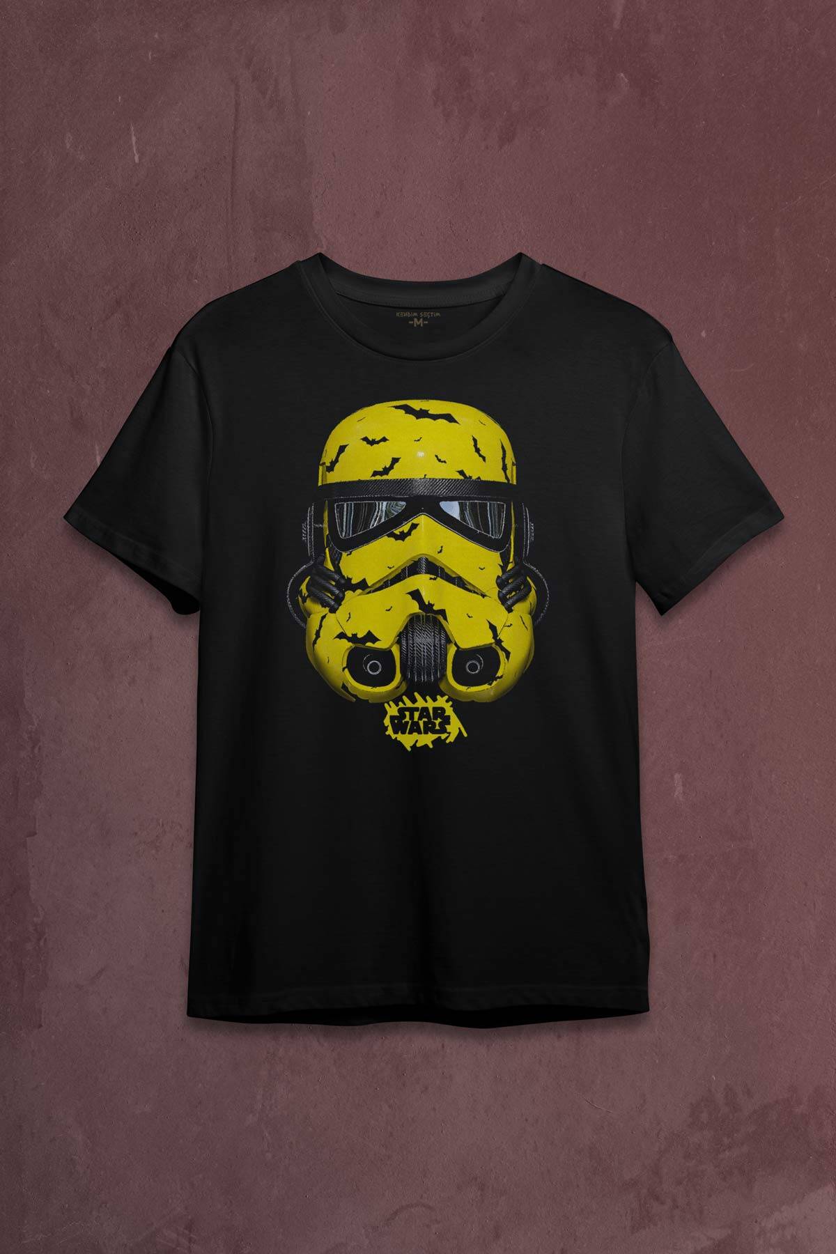 Star Wars Mask Sarı Yarasa Baskılı Tişört Unisex - 1