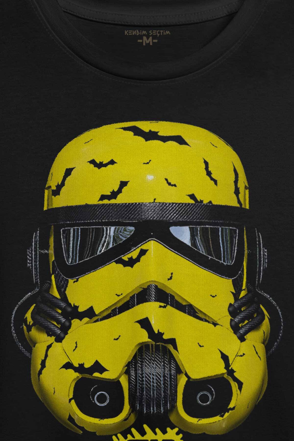 Star Wars Mask Sarı Yarasa Baskılı Tişört Unisex - 2