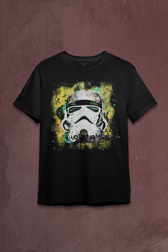 Star Wars Mask Sarı Baskılı Tişört Unisex