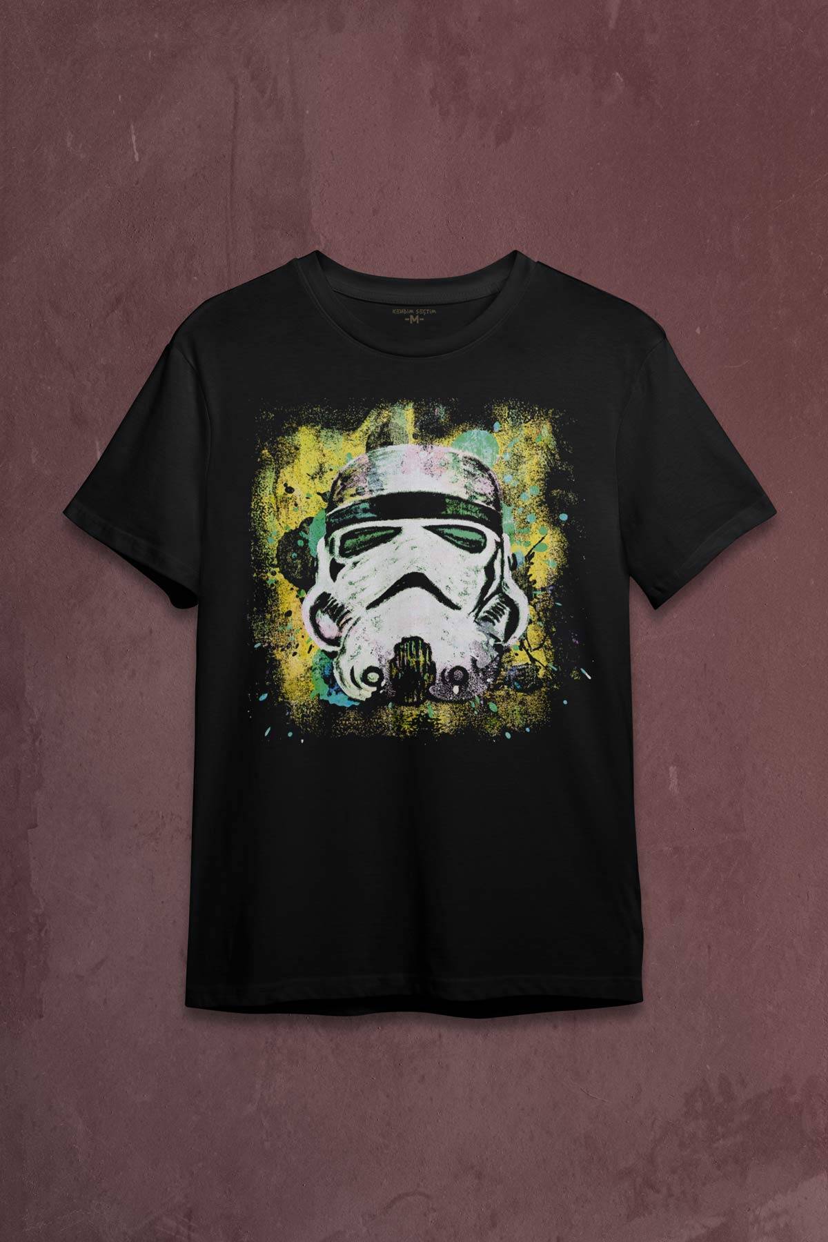 Star Wars Mask Sarı Baskılı Tişört Unisex - 1