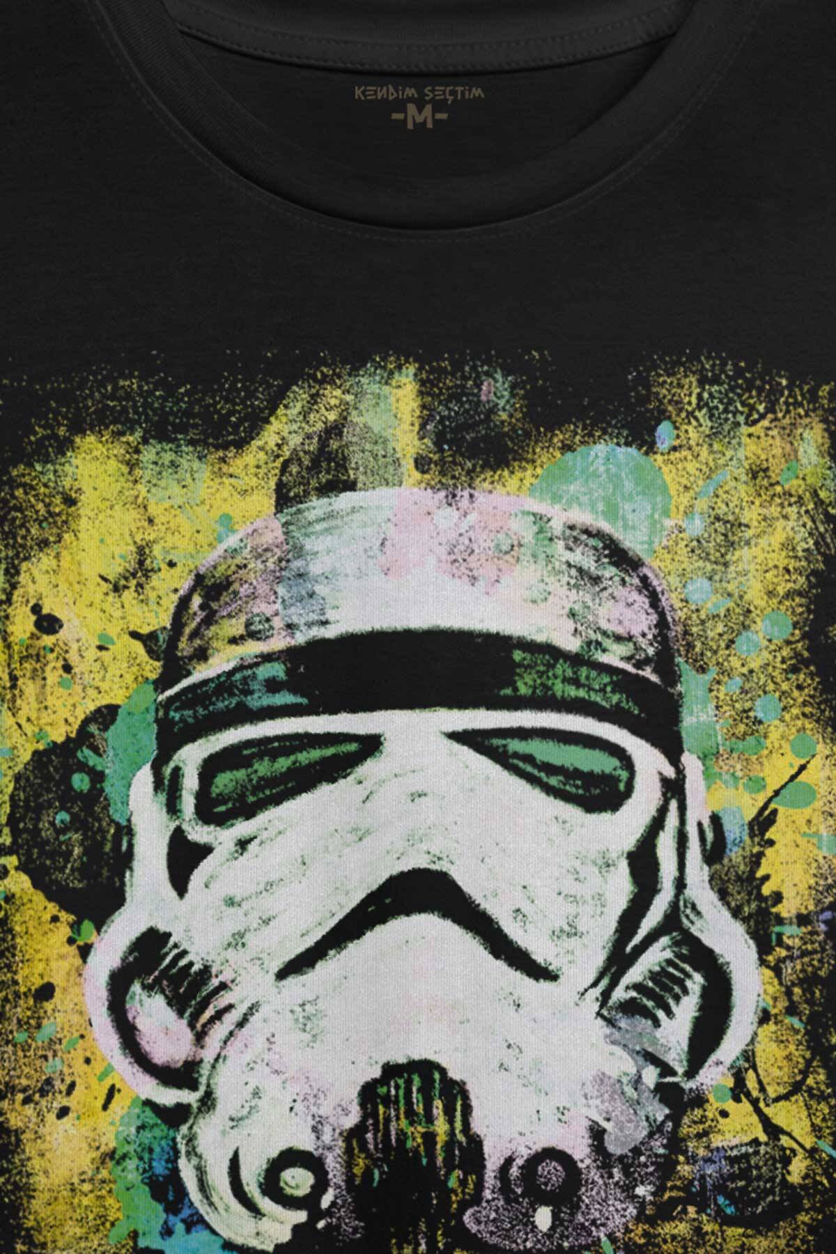 Star Wars Mask Sarı Baskılı Tişört Unisex - 2