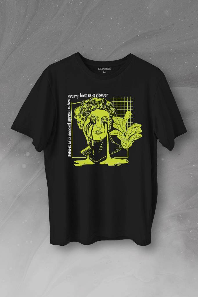 Statue Cry Vaporwave Future Heykel Urban Street Culture Baskılı Siyah Tişört Unisex