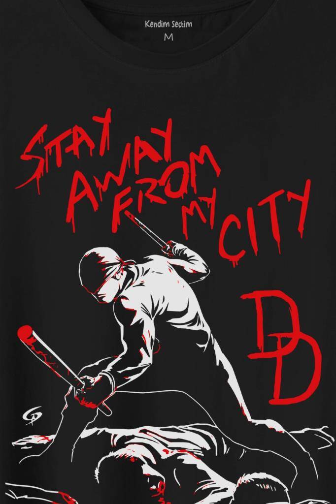 Stay Away From My City Dd Halloween Cadılar Bayramı Baskılı Tişört Unisex T-Shirt (1)