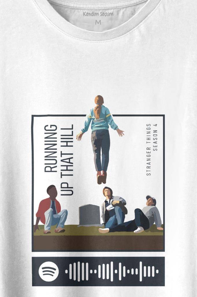 Stranger Things Sezon 4 Baskılı Running Up That Hill Tişört Unisex T-shirt (1)