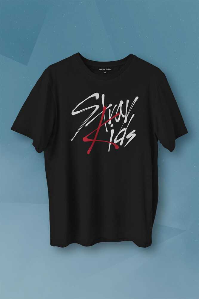 Stray Kids Kore K-Pop Baskılı Siyah Tişört Unisex