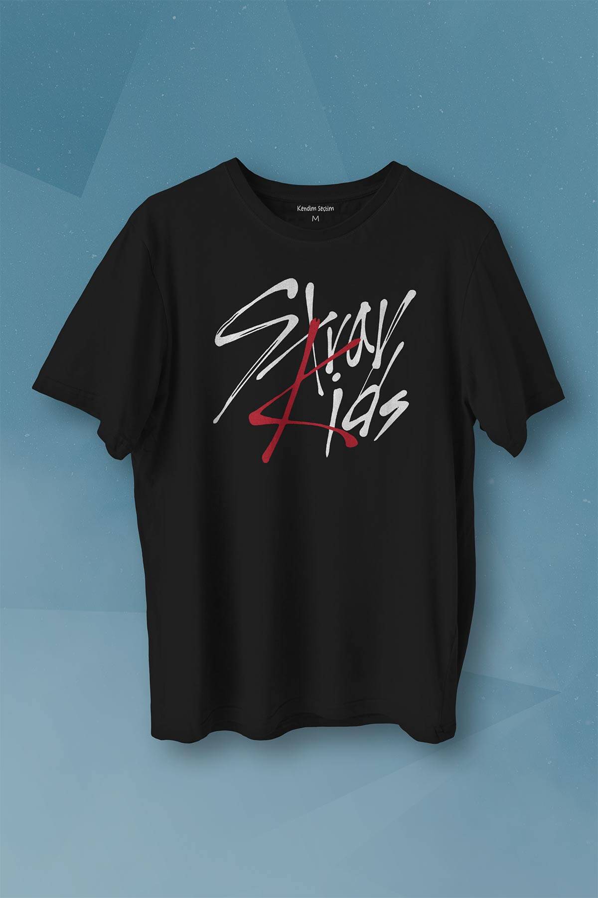 Stray Kids Kore K-Pop Baskılı Siyah Tişört Unisex
