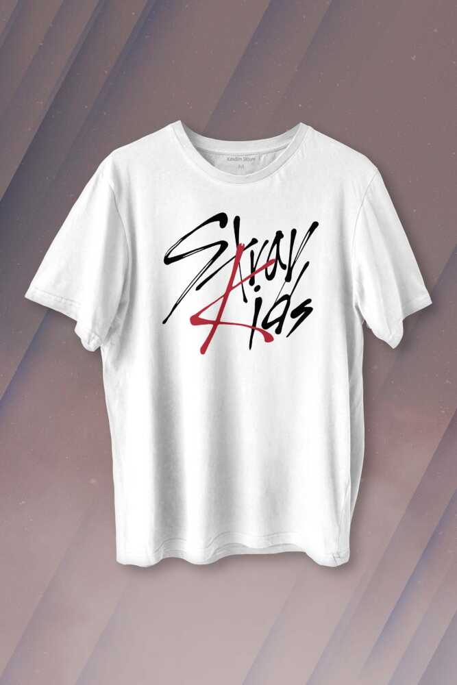 Stray Kids Kore K-Pop Baskılı Beyaz Tişört Unisex - 1